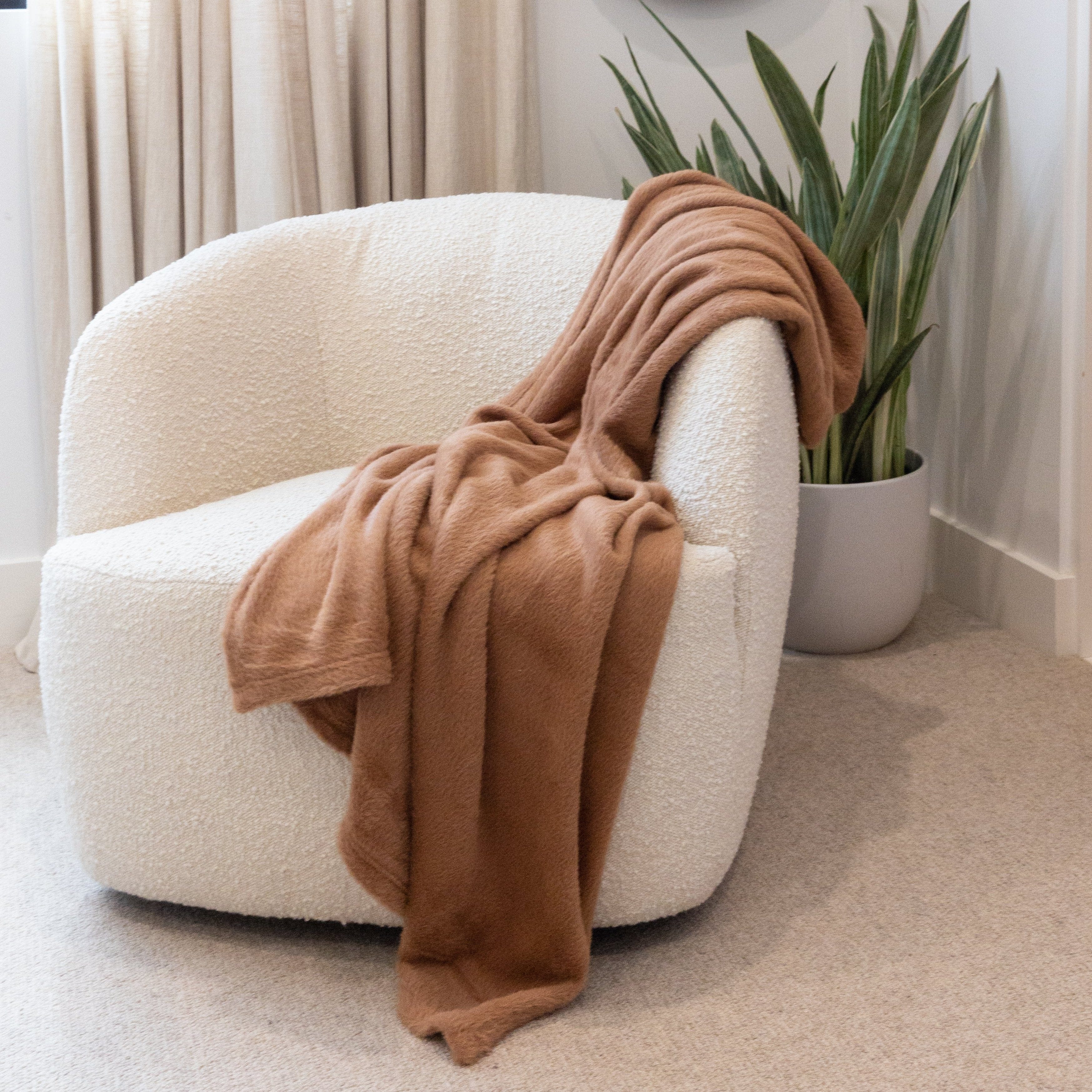 Jennifer Adams Embrace Throw Almond 50x70 Faux Fur Blanket