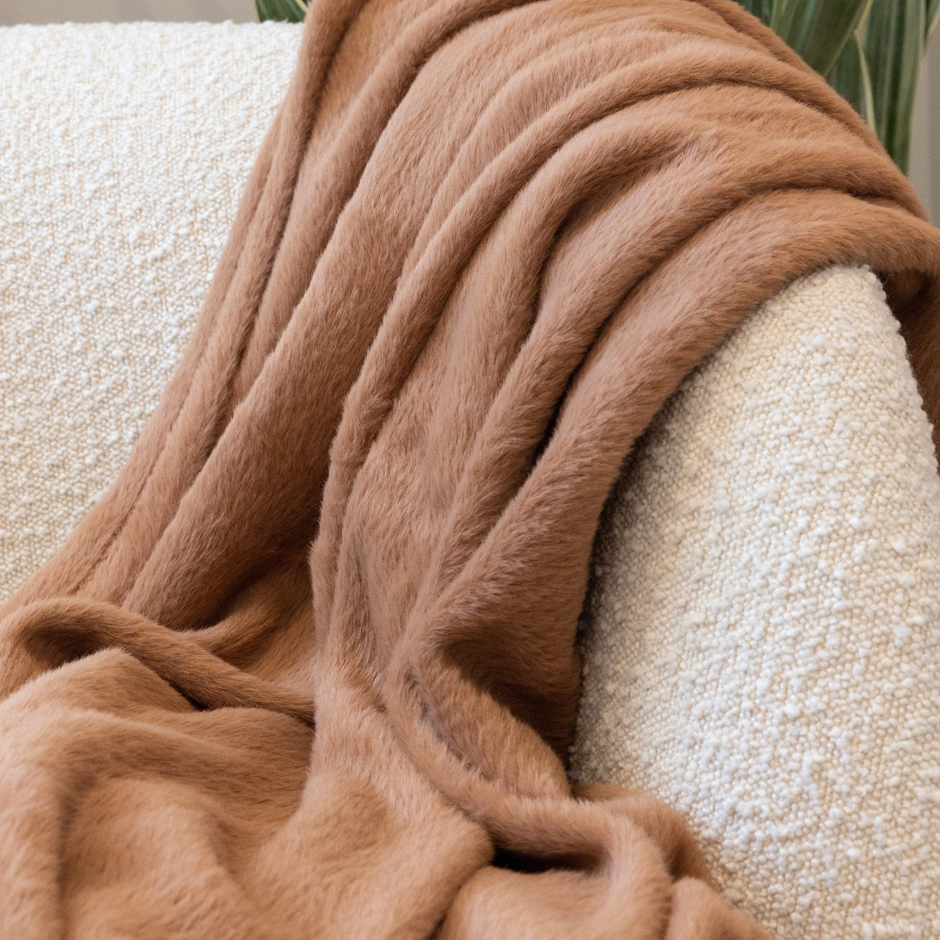 Jennifer Adams Embrace Throw Almond 50x70 Faux Fur Blanket